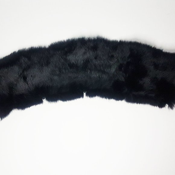Vintage Black Rabbit Fur Collar, Luxury Black Fur Scarf Gift for Her - Picture 1 of 8